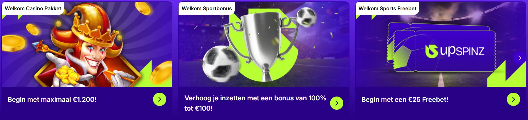 UpSpinz Casino bonus aanbiedingen en welkomstbonus voor nieuwe spelers