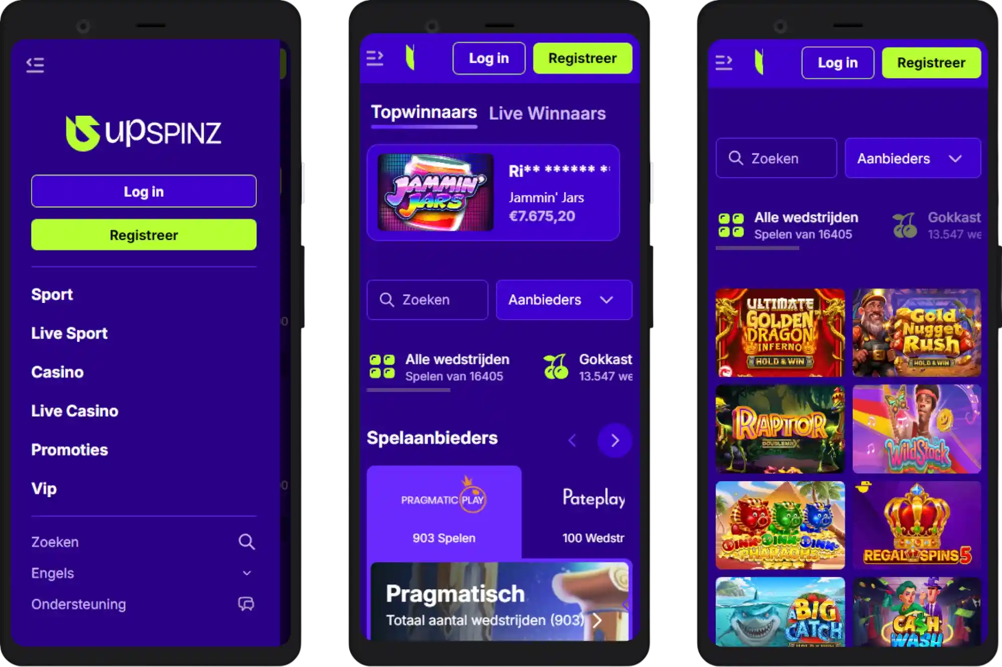 UpSpinz Casino mobiele versie voor spelen op smartphone en tablet
